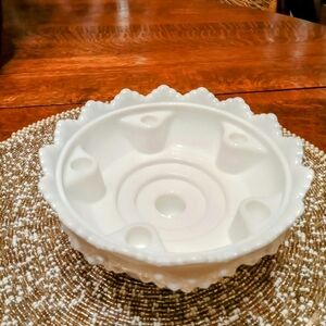 Fenton Hobnail Milk Glass 5 Hole Tapered Pedestal Candle Holder